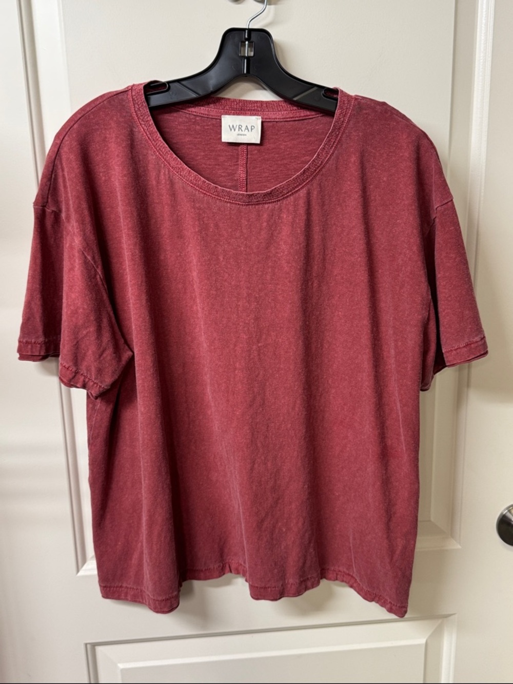 Wrap London Short Sleeve Tee in Wine Red